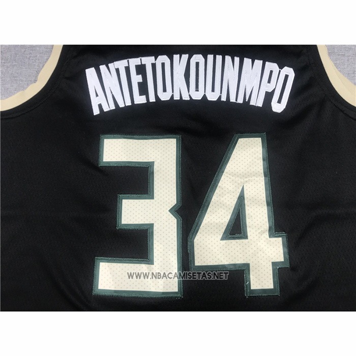 Camiseta Milwaukee Bucks Giannis Antetokounmpo NO 34 Statement 2021 Finals Negro